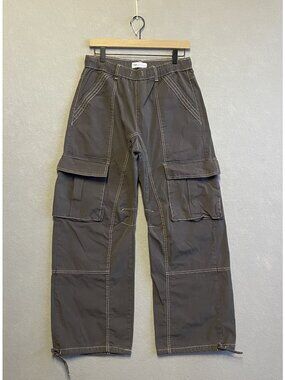 Zara Gray Relaxed Fit Utility Cargo Pants Size 6